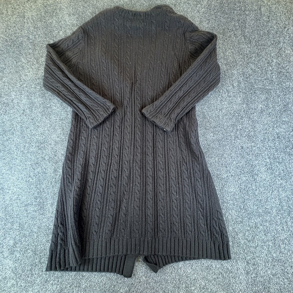 CL Carole Little Cardigan Sweater Women Large Black Cable Knit Button Front - Picture 2 of 7